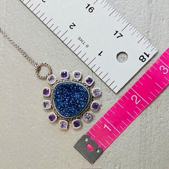 NWOT Judith Jack $450 Nova Convertible Druzy Pendant Sterling Silver Necklace - Picture 10 of 12